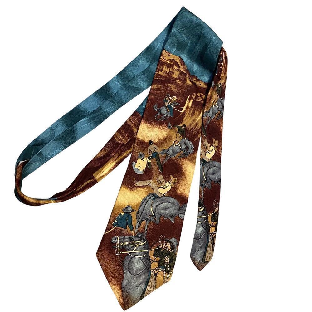Vintage Nature’s MUSEUM COLLECTION Silk Tie Ride Em Cowboy Fashion Neck Tie
